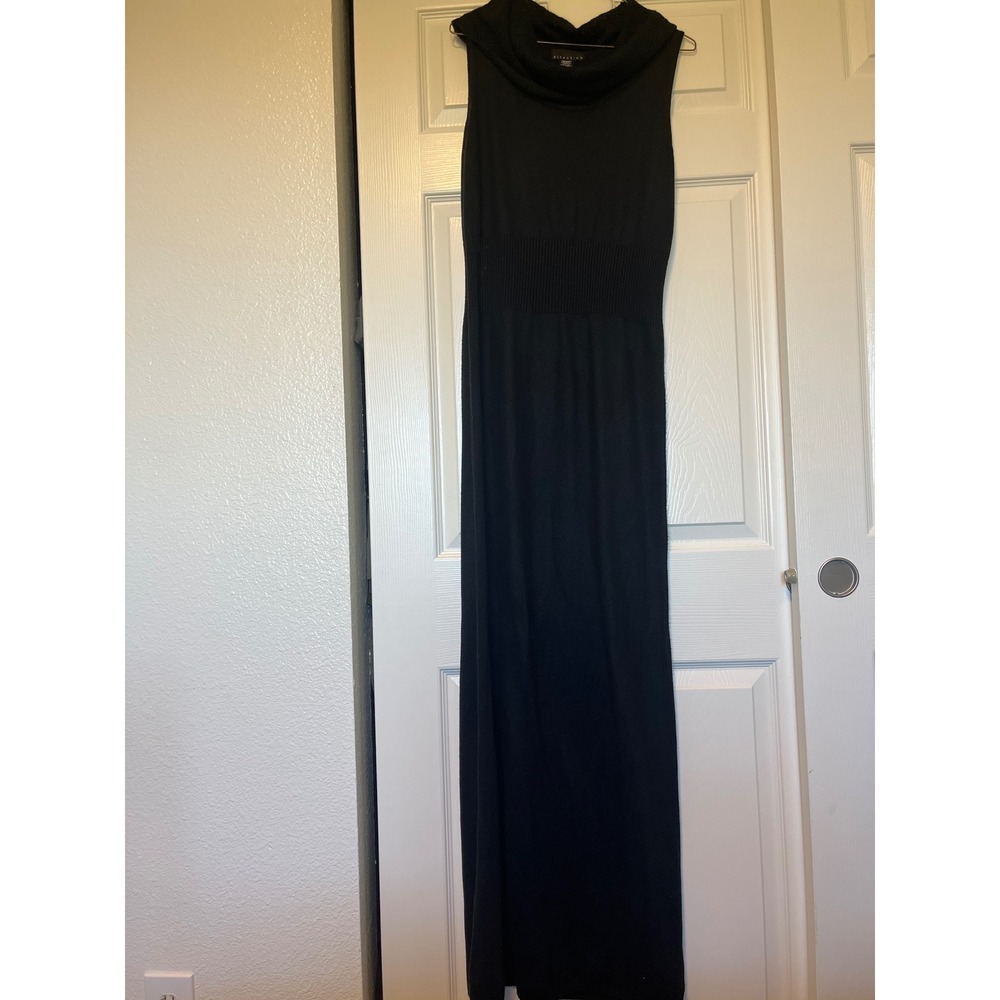 Attention Women Black Sleeveless Turtleneck Maxi Dress Size L G